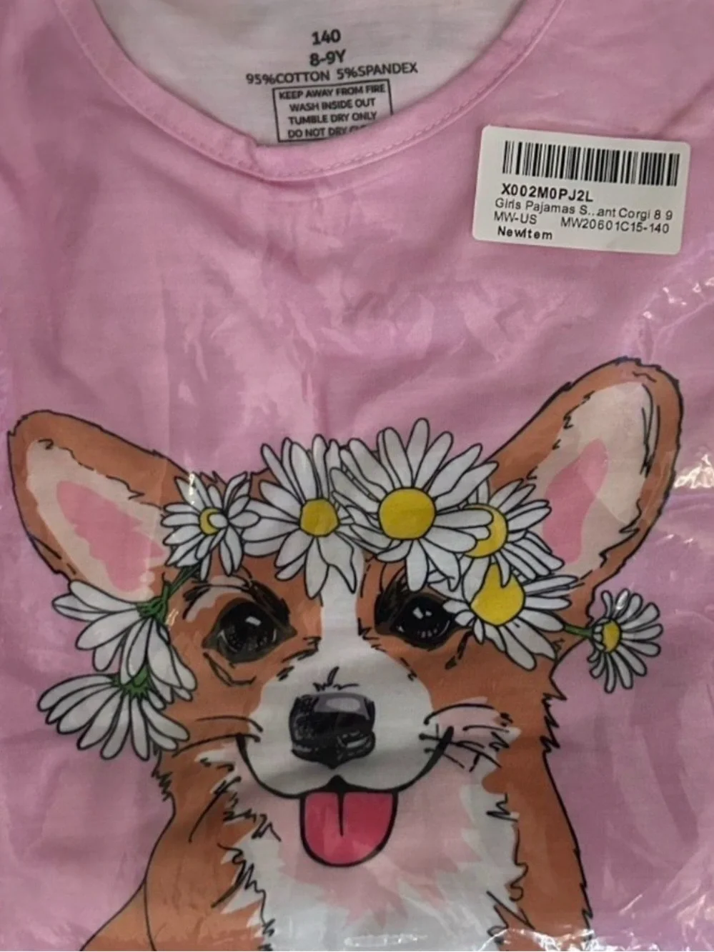 Girls 6Pc Corgi Cat Pajama Set Size 8/9 Sleepwear